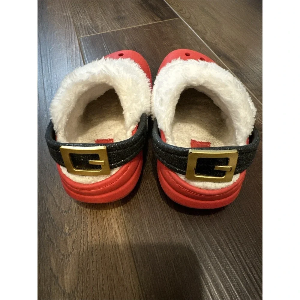 Crocs Toddler Classic Santa Belt Fur Lined‎ Clog Red / White Size Child 7C